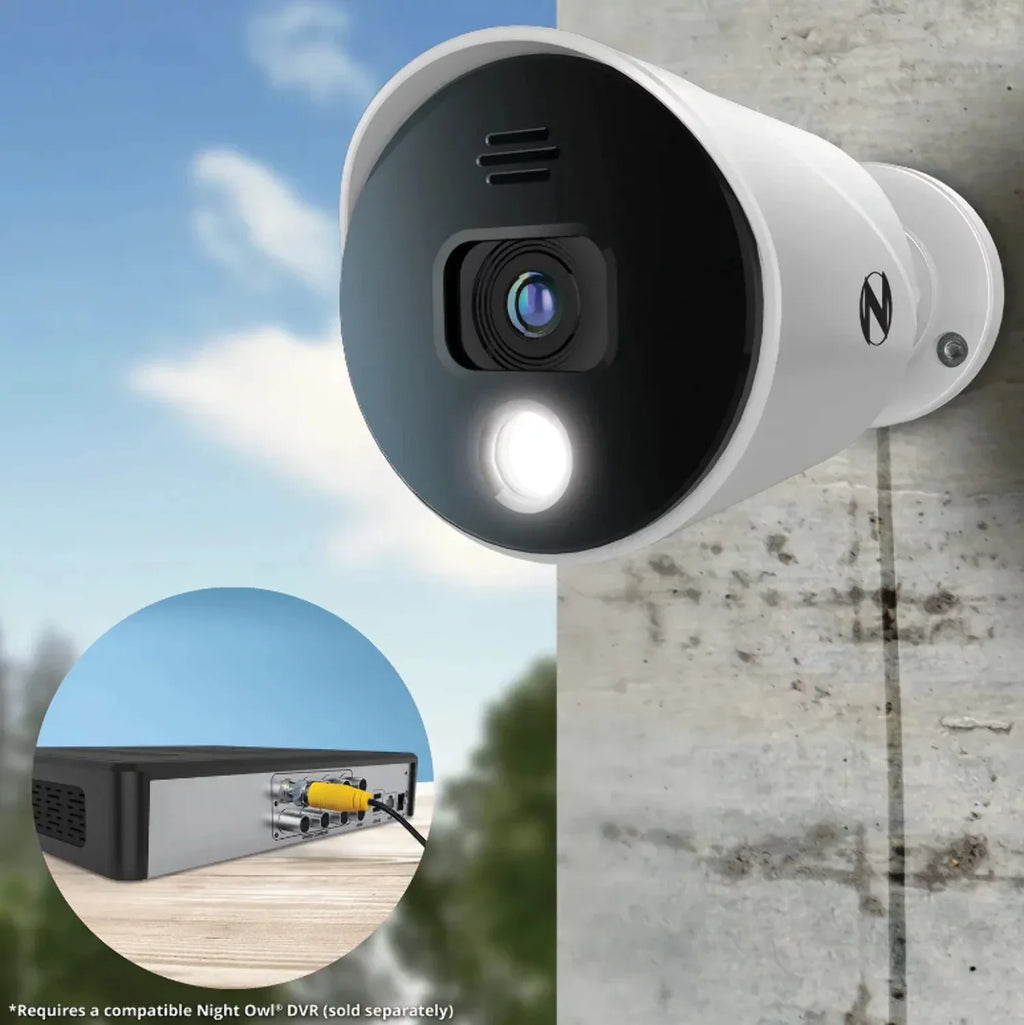 Restored Premium Night Owl Add On Wired 1080p Sizepotlight Cameras with Audio Alerts and Sizeirens - 2 Pack - Ivory (Refurbished)