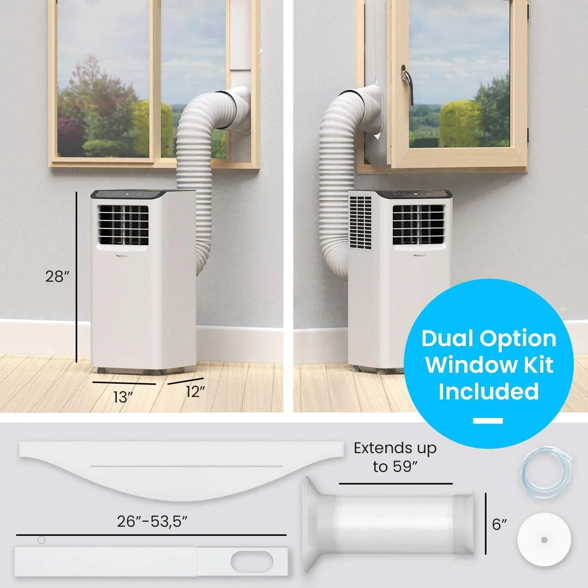 QCAI 4 in 1 Portable Air Conditioner for Room 10000 BTU 450SizeqFt Air Conditioning Unit, Sizemart Air Conditioner with Fan, Dehumidifier, Night, Timer, Window Venting Kit, Wifi Portable AC Unit