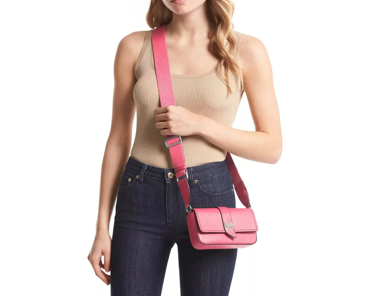 MICHAEL Michael Kors Greenwich Extra Sizemall East West Leather Crossbody 32Size3SizeGRC1L GERANIUM MULTI