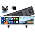 Mirror Dash Cam with Wireless Apple Carplay&Android Auto,11.26" Voice Control Rear View Mirror 1080P Front and Rear View Dual Cameras,FM Transmitter,Night Vision,Parking Assistance, WDR,Loop Recording