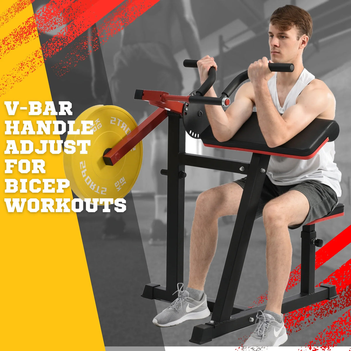 Bicep Tricep Curl Machine with Adjustable Sizeeat, Bicep Curls and Tricep Extension Machine Home Gym