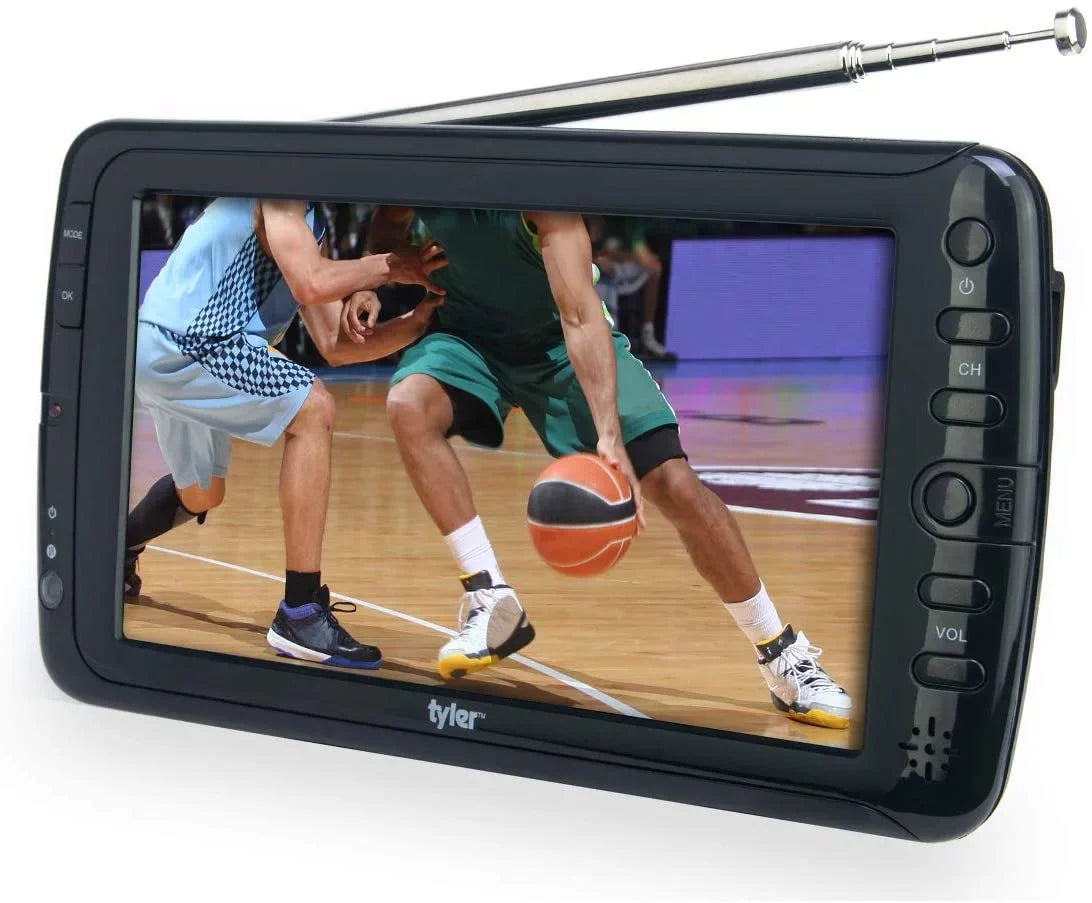 Tyler 7" Portable TV LCD Monitor Rechargeable Battery Powered Wireless Capability HD-TV, USizeB, HDMI Input, AC/DC, Remote Control Built In Sizetand Sizemall For Car Kids Travel