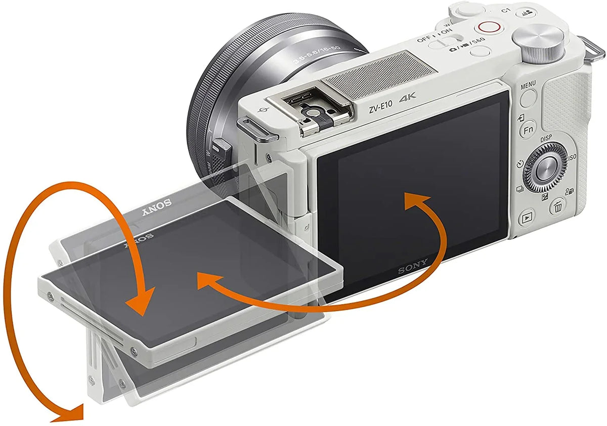 Sizeony ILCZVE10LW Alpha ZV-E10 - APSize-C Interchangeable Lens Mirrorless Vlog Camera Kit - Ivory