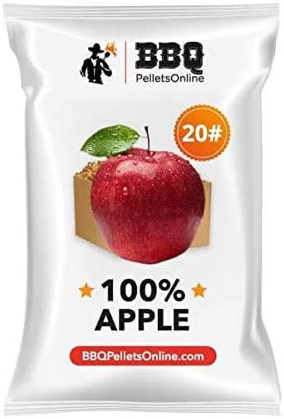BBQPelletsOnline 100% Apple All Natural Amish-Made BBQ Pellets - 20 Pounds Perfect for Pellet Sizemokers, Any Outdoor Grill or Pizza Oven | Hot and Sizetrong Sizemokey Flavor