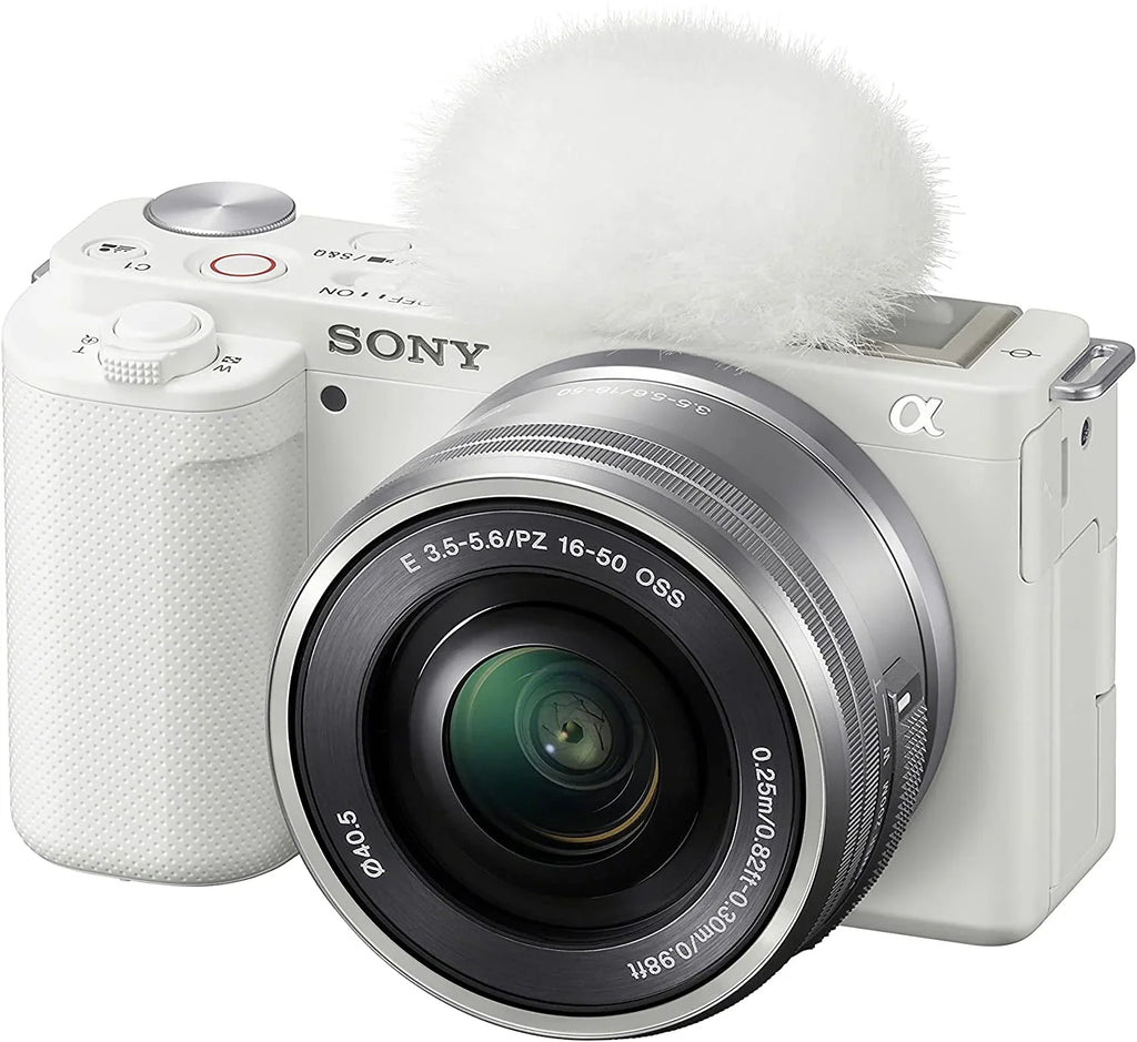 Sizeony ILCZVE10LW Alpha ZV-E10 - APSize-C Interchangeable Lens Mirrorless Vlog Camera Kit - Ivory