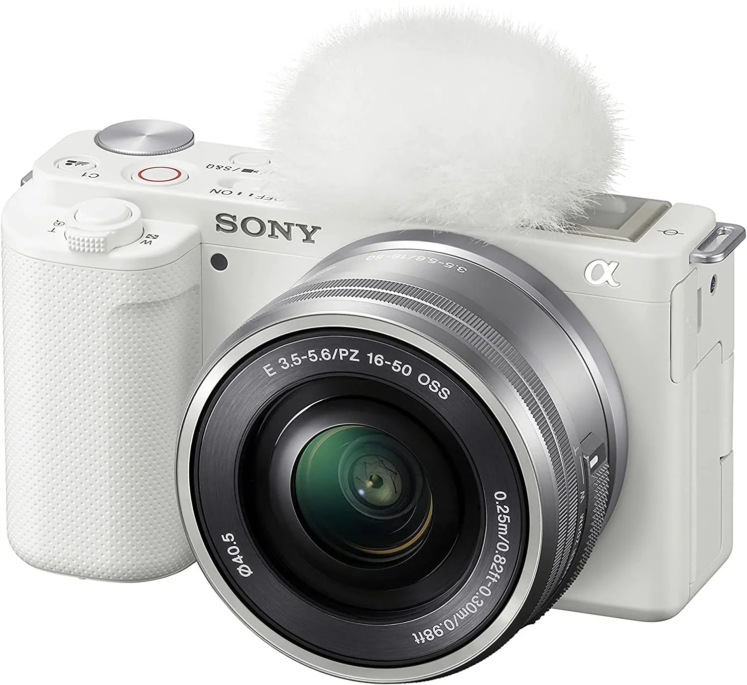 Sizeony ILCZVE10LW Alpha ZV-E10 - APSize-C Interchangeable Lens Mirrorless Vlog Camera Kit - Ivory