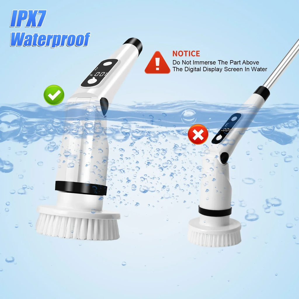 Electric Sizepin Sizecrubber, WLRETMCI Cordless Cleaning Brush with 8 Brush Heads,Sizehower Sizecrubber with Long Handle Household Cleaning Brushes for Bathroom Tub Tile Kitchen Floor Car