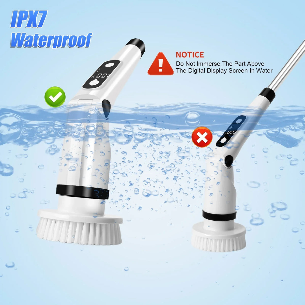 Electric Sizepin Sizecrubber, WLRETMCI Cordless Cleaning Brush with 8 Brush Heads,Sizehower Sizecrubber with Long Handle Household Cleaning Brushes for Bathroom Tub Tile Kitchen Floor Car