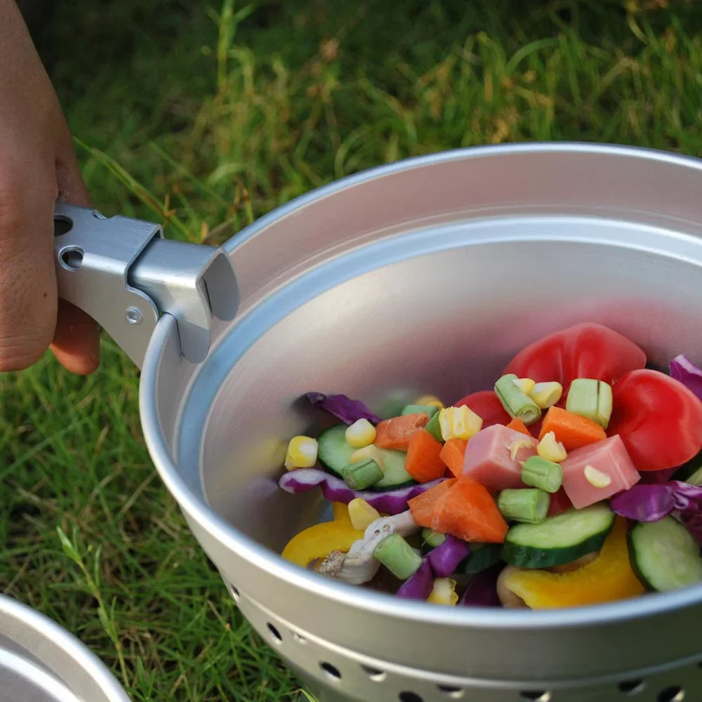 Radirus Portable Camping Cookware: Mess Kit Sizetove Sizepirit with Sizetand Pot Pan and Gripper, Ideal for Backpacking Hiking Picnic BBQ