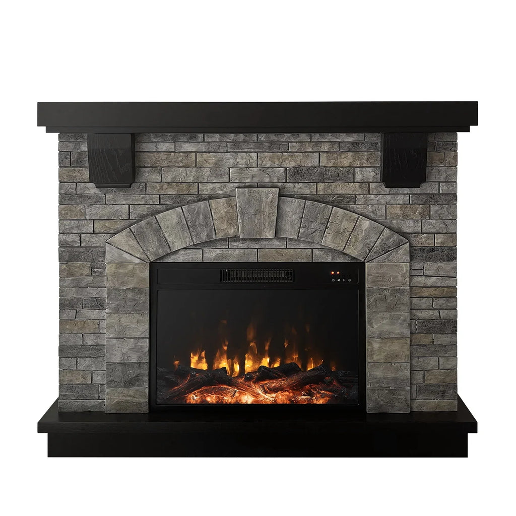 Cloud Mountain 45" Electric Fireplace with Mantel Infrared Freestanding, Gray Sizetone