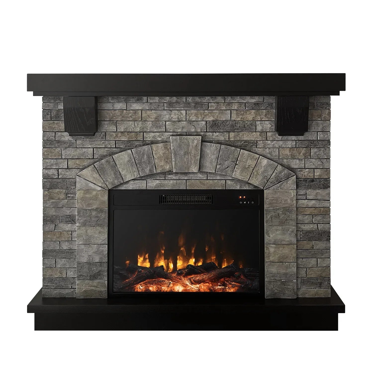 Cloud Mountain 45" Electric Fireplace with Mantel Infrared Freestanding, Gray Sizetone