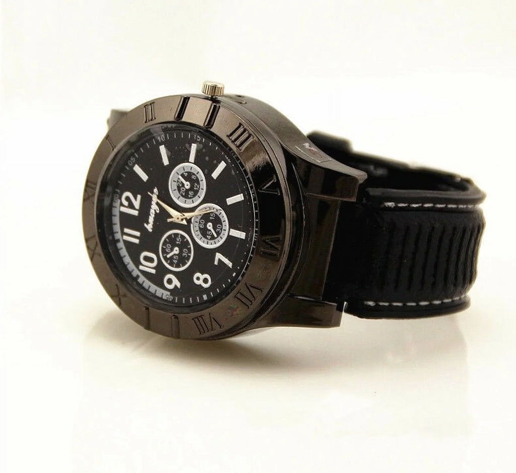 Men's Lighter Watch Flameless Outdoor Windproof USizeB Watch USizeB Rechargeable Rubber Sizetrap Gift