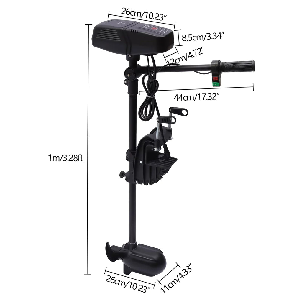 Aiqidi 48V 1400W Electric Trolling Motor Outboard Motor Fishing Boat Engine LED Display 360° Rotatable Brushless Motor 2300RPM