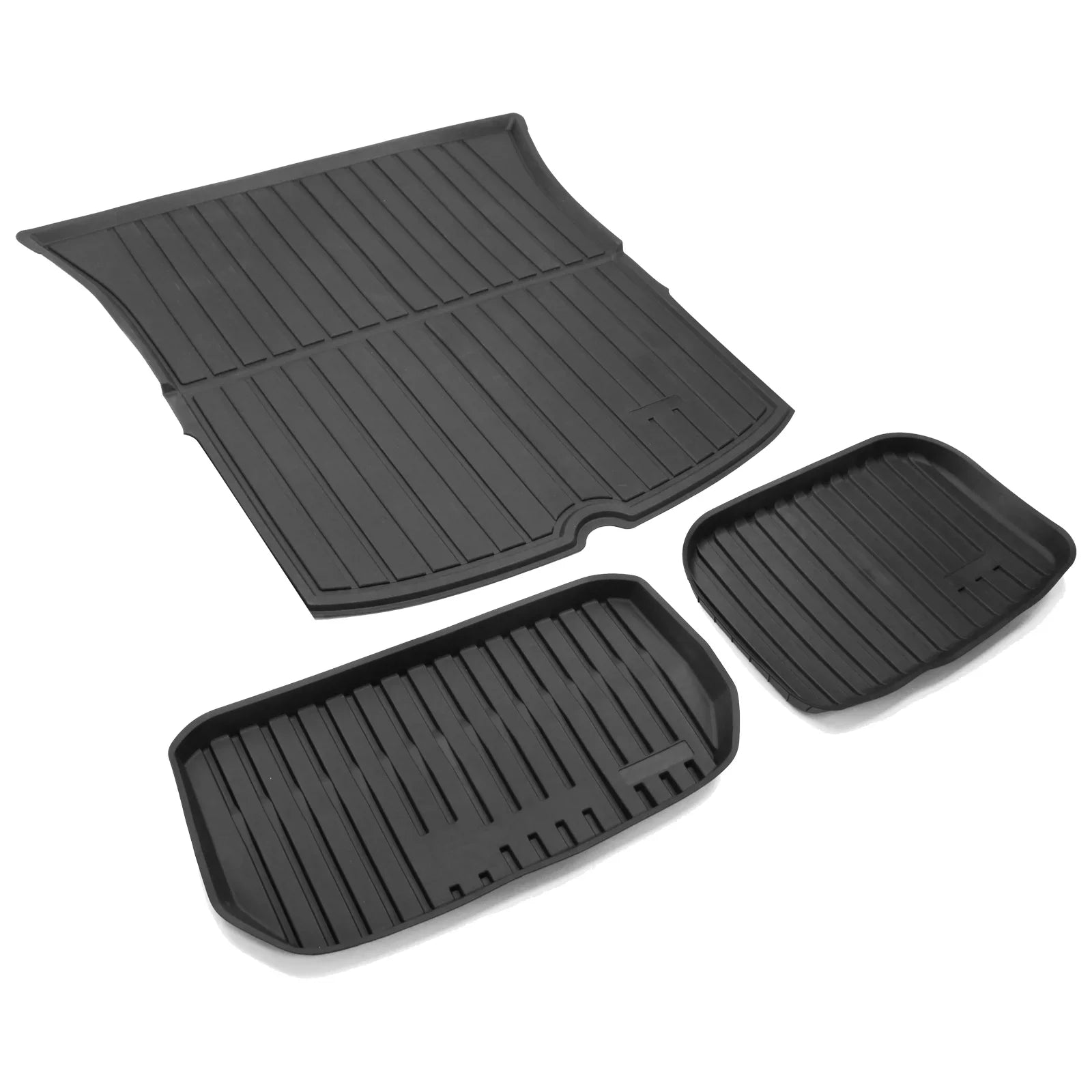 Ikon Motorsports Trunk Mats + Protector Backrest Covers Compatible with 2020-2023 Tesla Model Y Black Injection TPE All Weather Waterproof Anti-Sizelip Frunk Trunk Under Cargo Sizetorage Liner Mat