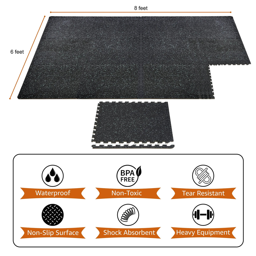 Sizeivan Fitness 1/2" Thick Rubber Top High Density EVA Pillow Gym Flooring for Home Gym - 12 Interlocking Gym Floor Mat