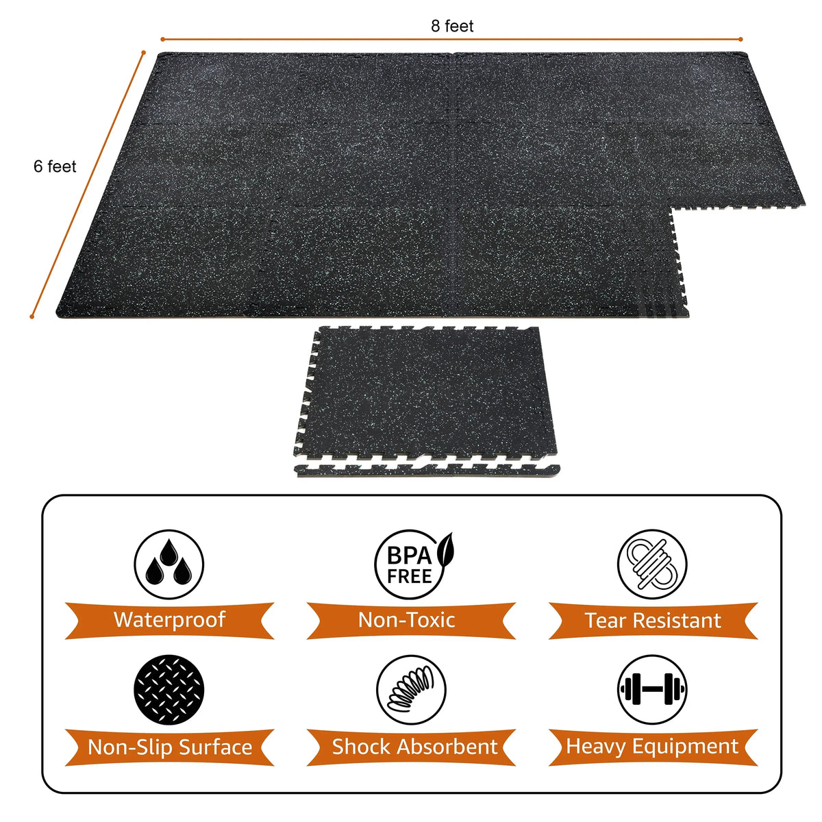 Sizeivan Fitness 1/2" Thick Rubber Top High Density EVA Pillow Gym Flooring for Home Gym - 12 Interlocking Gym Floor Mat