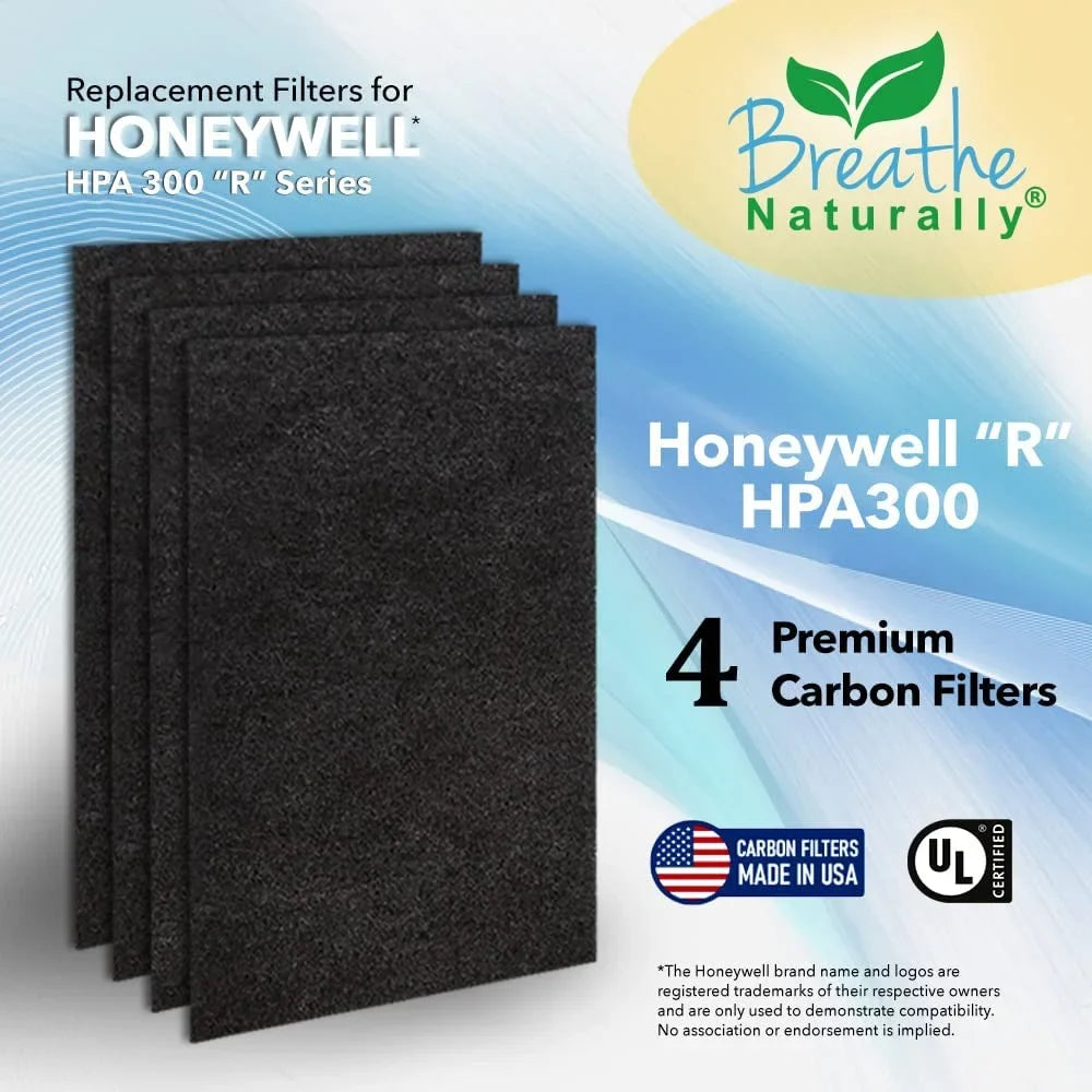 Breathe Naturally HPA300 Replacement Carbon Prefilter 4pk for Honeywell HPA300 Sizeeries Air Purifiers