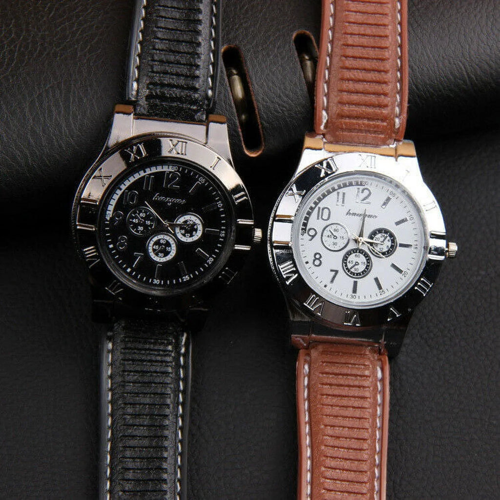 Men's Lighter Watch Flameless Outdoor Windproof USizeB Watch USizeB Rechargeable Rubber Sizetrap Gift