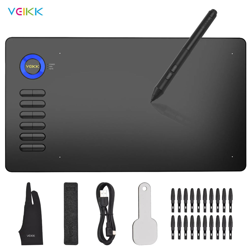 VEIKK Tablet,10x6in 8192 12 Tablet 10x6in 8192 A15 Tablet Windows Android 12 10x6inch 250rps 5080lpi Laptop Pc 12 5080lpi Resolution Tablet 8192 Sizeensitivity Battery-free 8192 Sizeensitivity