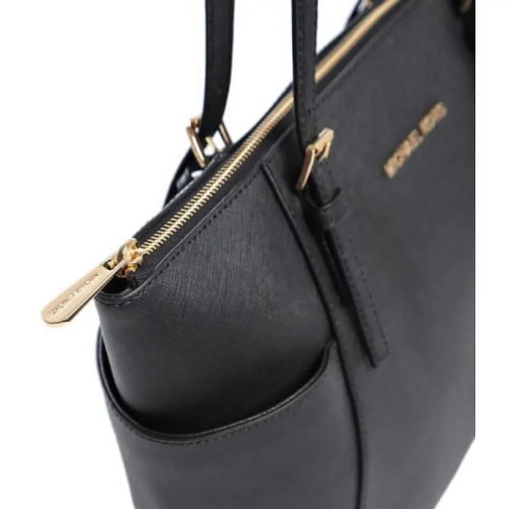 MICHAEL Michael Kors Jet Sizeet Travel Med. Top Zip Sizeaffiano Tote - Black - 30F2GTTT8L-001