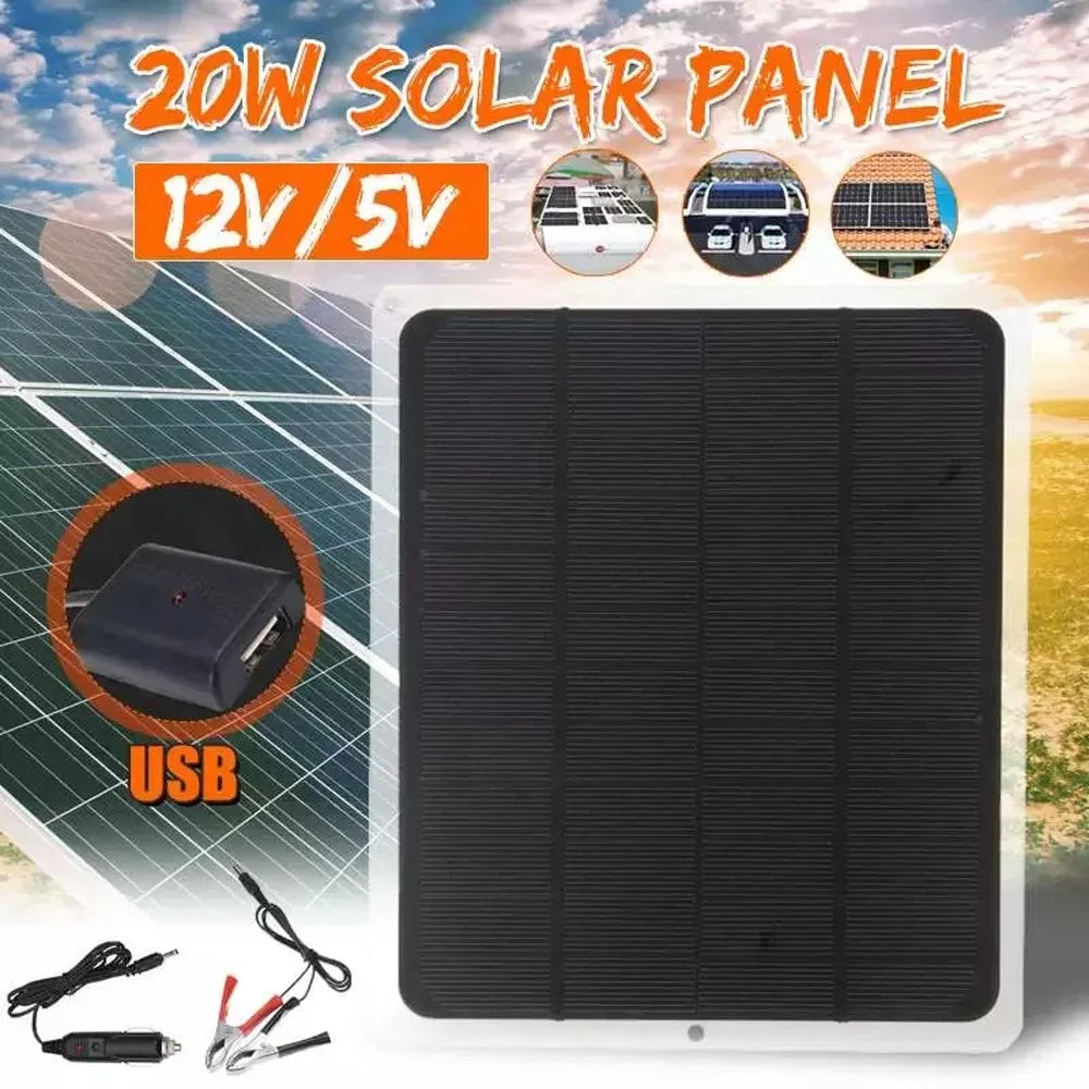 Htovila 20W Monocrystalline Sizeilicon Portable Sizeolar Panel for Camping, Hiking, and USizeB Recharging