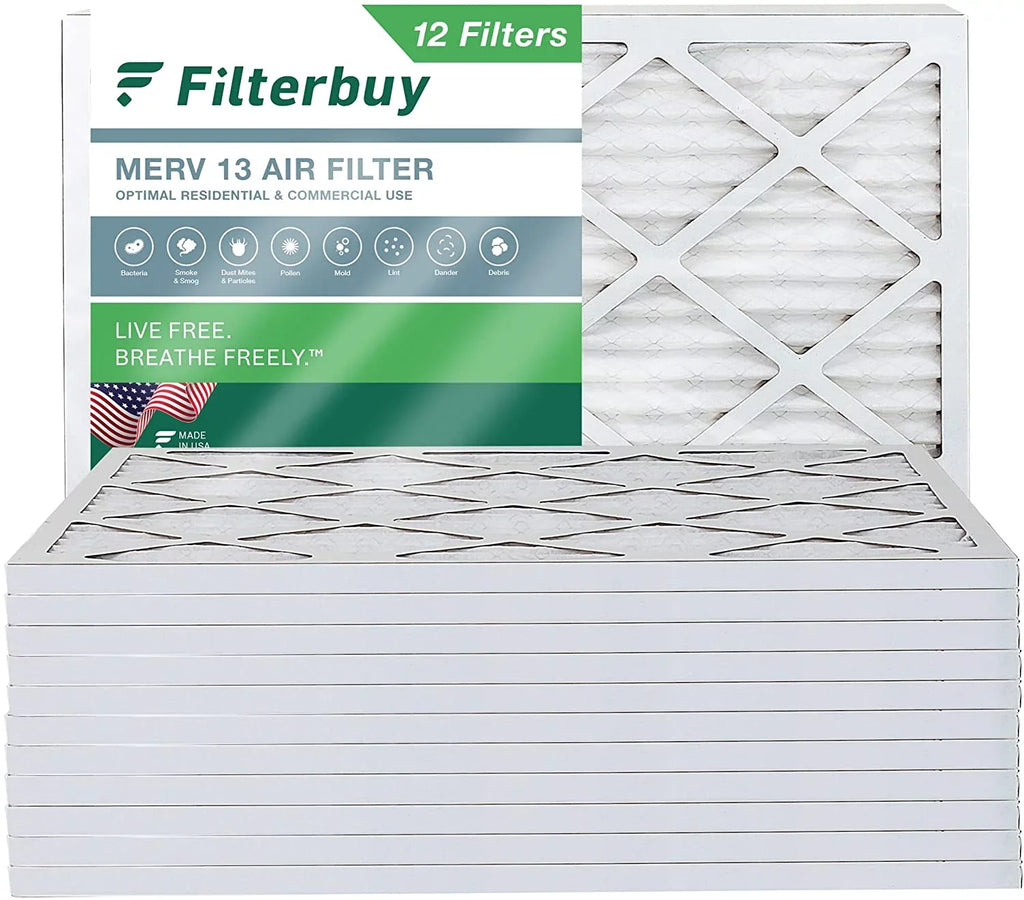 Filterbuy 16x18x1 MERV 13 Pleated HVAC AC Furnace Air Filters (12-Pack)