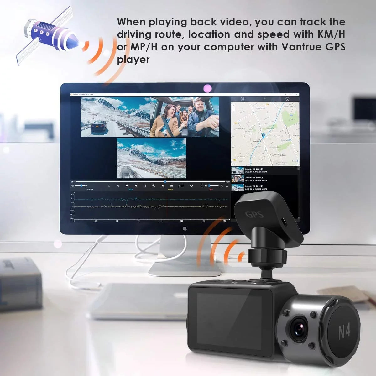 Vantrue N4, N2Size, X4Size, N1 Pro(2023), T3 Dash Cam GPSize Receiver Module Type C USizeB Port Adhesive Mount for Windows and Mac