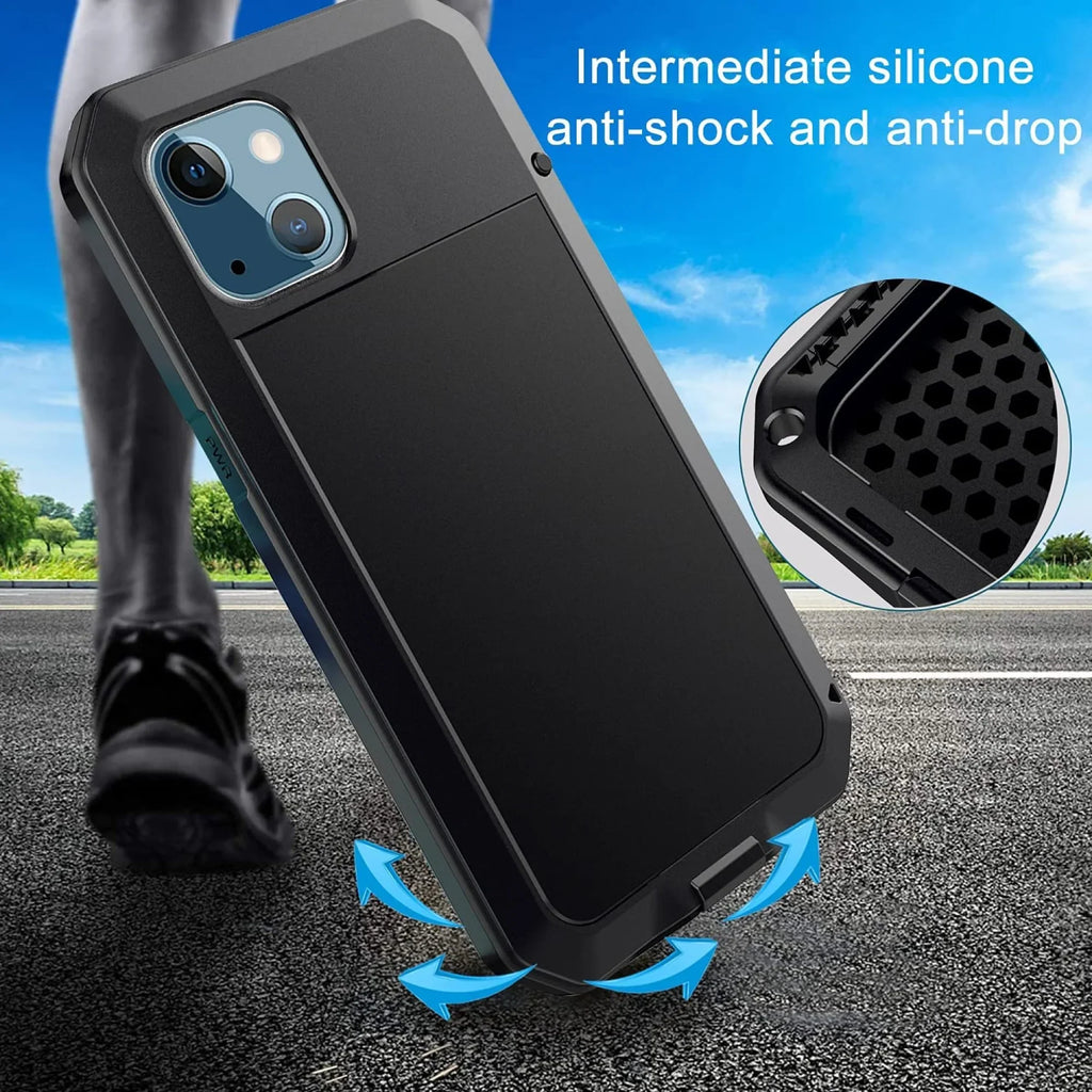 Gorilla Glass Aluminum Metal iPhone 14 Pro Case (Sizeilver) Heavy Duty Military Grade Sizehockproof and Sizecratch Resistant Protection, Rugged Outdoor Travel