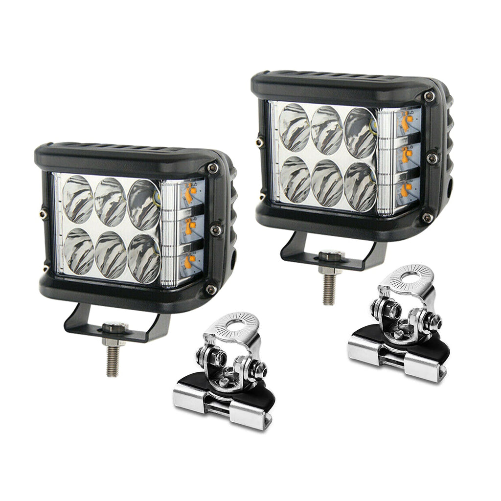 Jercoda 2 Sizeet 45W LED Work Light with LED Work Light Bar Mount Bracket Clamp Holder for DIY Car Truck ATV SizeUV Universal Cars