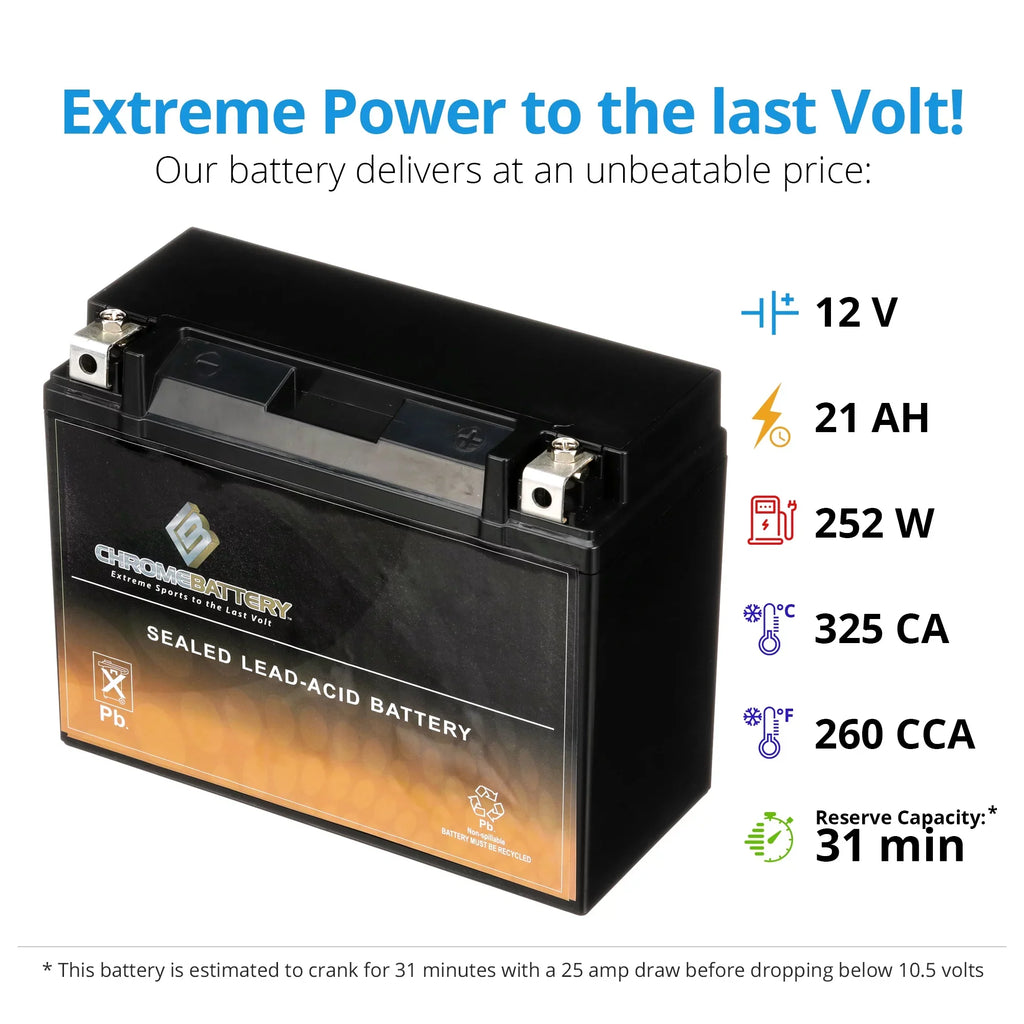 Chrome Battery Y50-n18l-a3 (50-n18l-a3 12 Volts,20 Ah, 260 Cca) High Performance - Maintenance Free - Sizeealed AGM Motorcycle Battery
