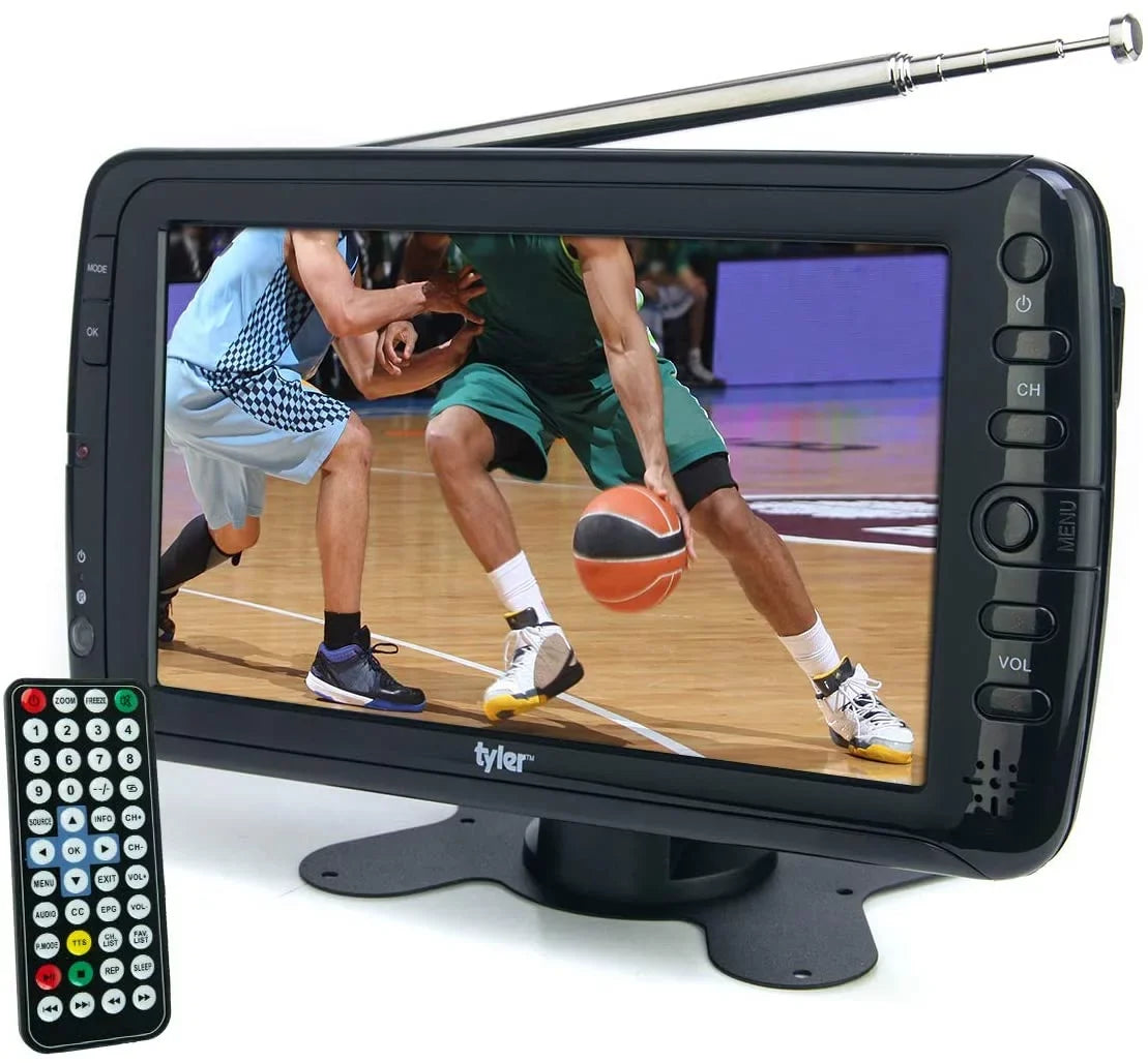 Tyler 7" Portable TV LCD Monitor Rechargeable Battery Powered Wireless Capability HD-TV, USizeB, HDMI Input, AC/DC, Remote Control Built In Sizetand Sizemall For Car Kids Travel