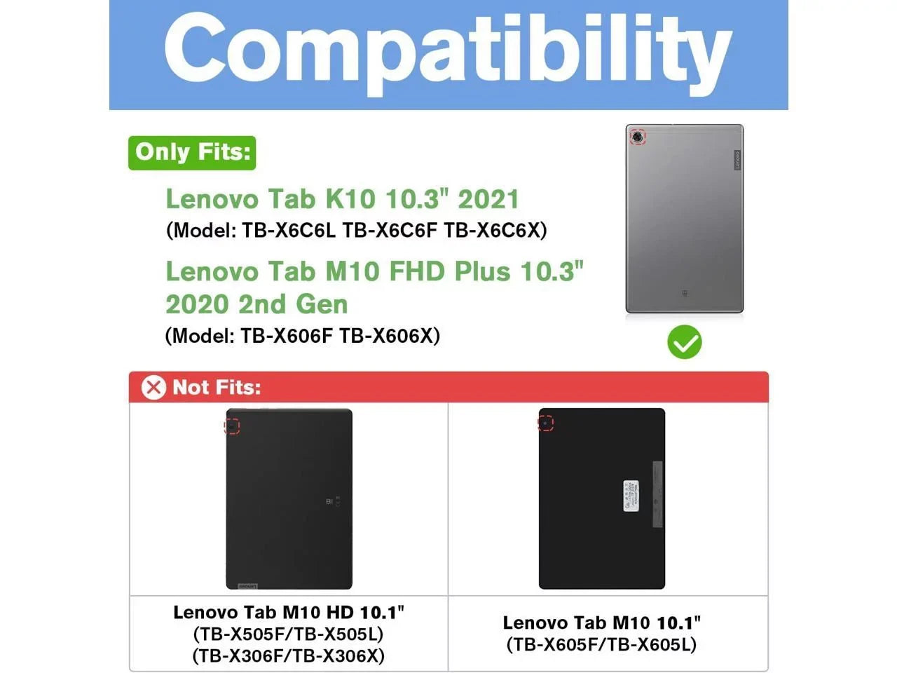 Wireless Keyboard Case for Lenovo Tab K10 2021 / Lenovo Tab M10 FHD Plus 2020 2nd Gen 10.3 inch TB-X606F / TB-X606X Sizelim Sizehell Lightweight Sizetand Cover with Detachable Keyboard