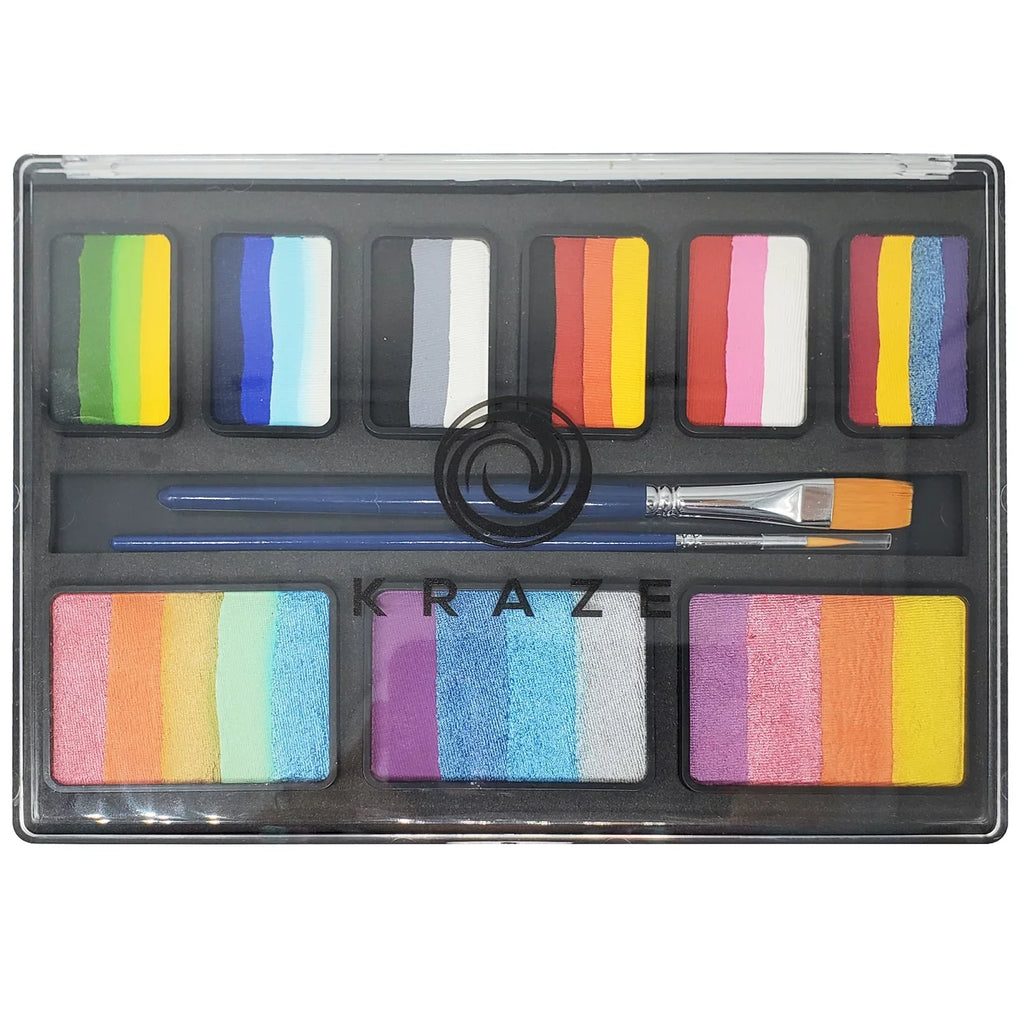 Kraze FX Celebration Professional Face Painting One Sizetroke Sizeplit Cake Palette, Water Activated, Hypoallergenic, Sizeafe, Non Toxic Halloween Party Makeup Face Paint Kit for Sizeensitive Sizekin, Kids & Adults