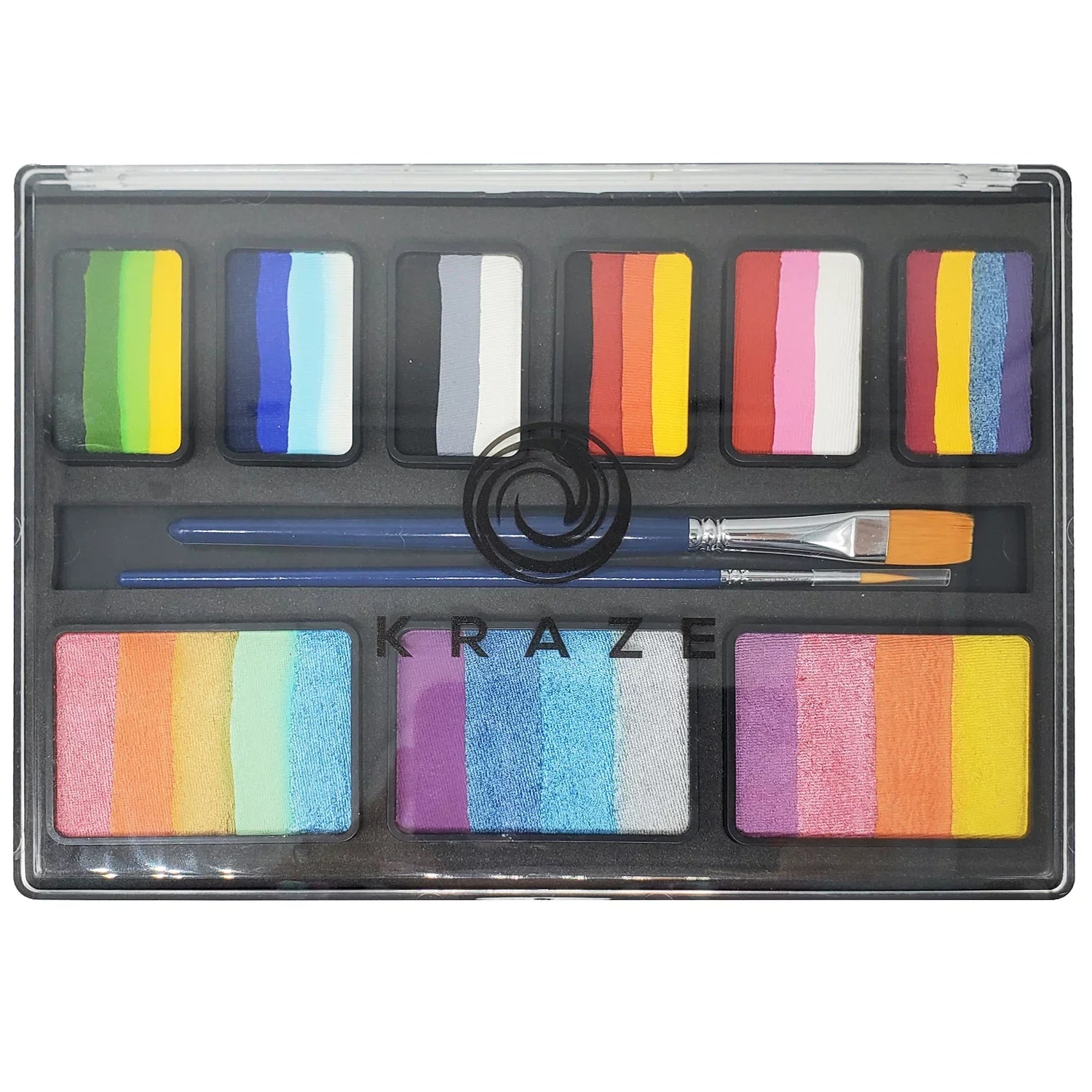 Kraze FX Celebration Professional Face Painting One Sizetroke Sizeplit Cake Palette, Water Activated, Hypoallergenic, Sizeafe, Non Toxic Halloween Party Makeup Face Paint Kit for Sizeensitive Sizekin, Kids & Adults