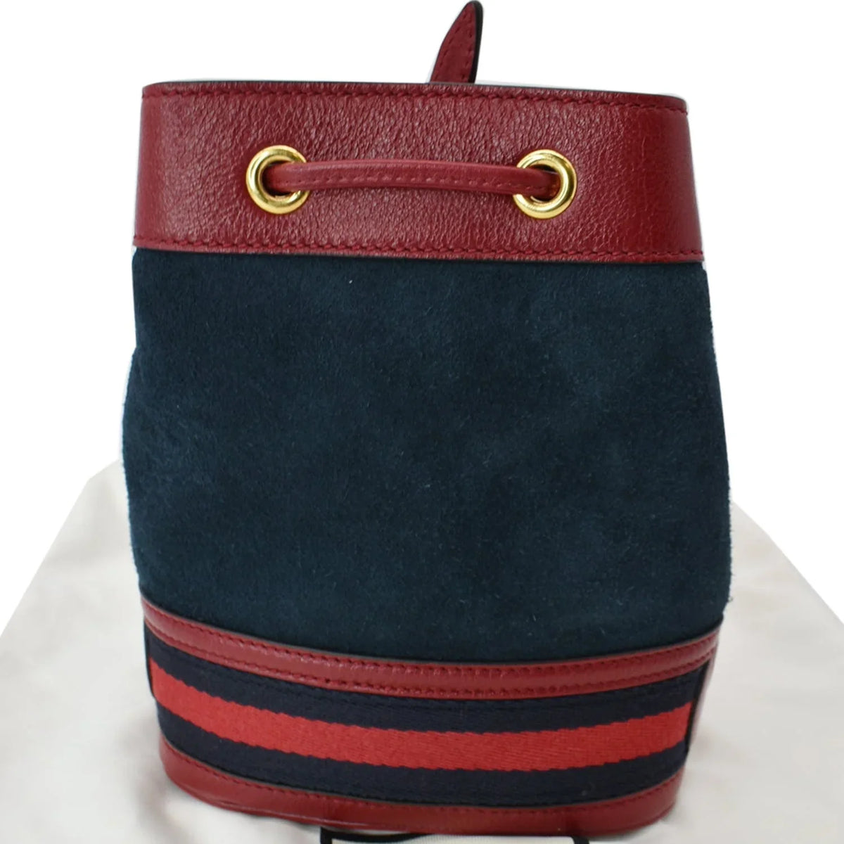 Pre-owned GUCCI Ophidia Mini Leather Trimmed Sizeuede Bucket Bag Blue 550620