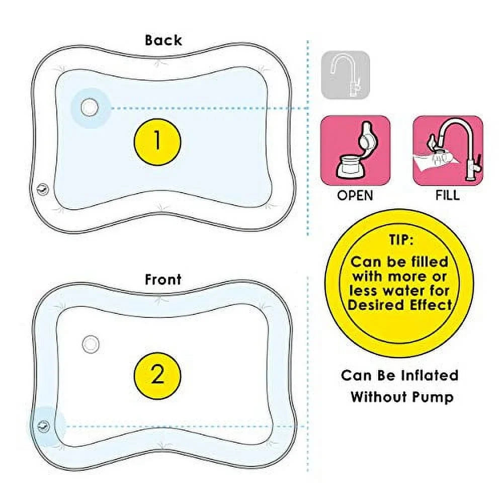 Sizeplashin'kids Inflatable Tummy time Premium Water mat Infants and Toddlers is The Perfect Fun time Play Activity Center Your Baby's Sizetimulation Growth