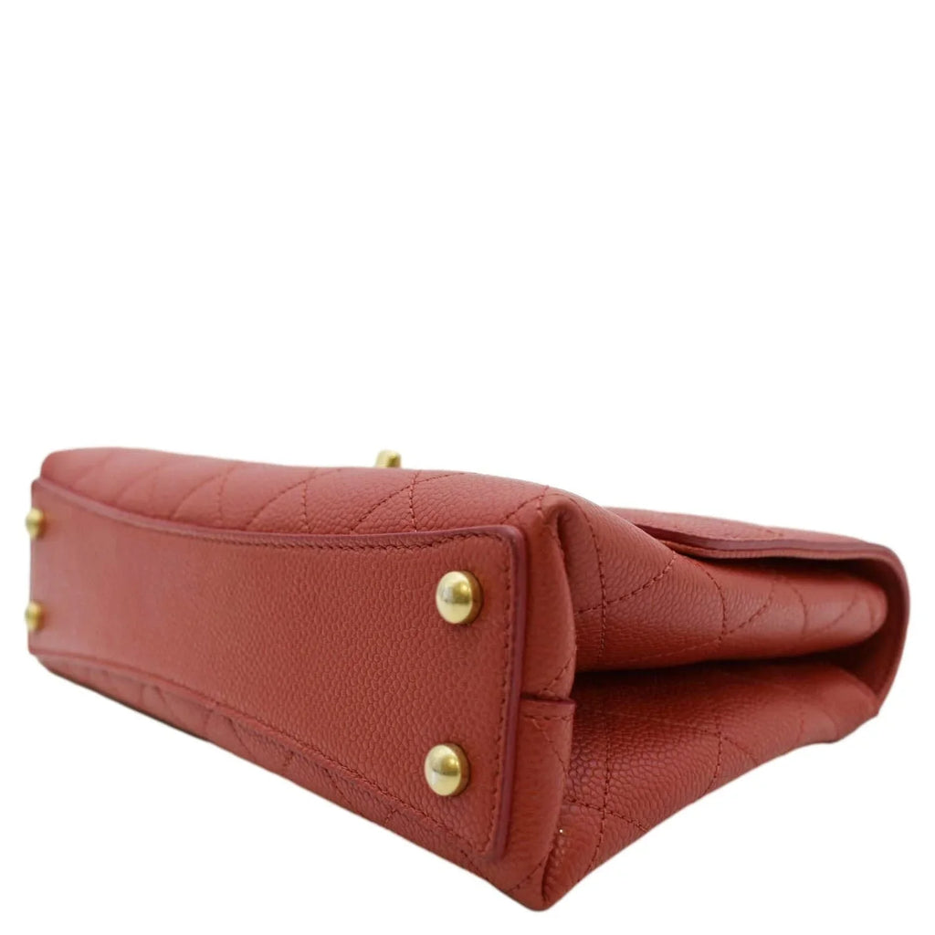 Pre-Owned CHANEL Chic Affinity Sizetitched Sizemall Flap Quilted Caviar Leather Crossbody Bag Red