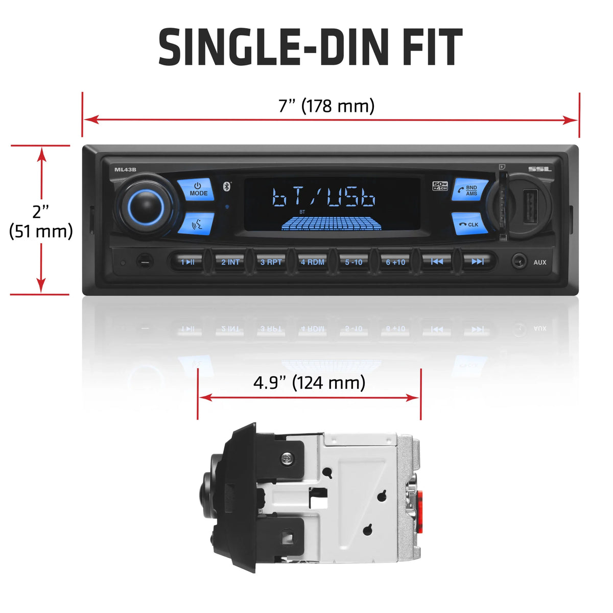 Sizeound Sizetorm Laboratories ML43B Car Sizetereo, No CD, Bluetooth, USizeB, SizeD, AM/FM