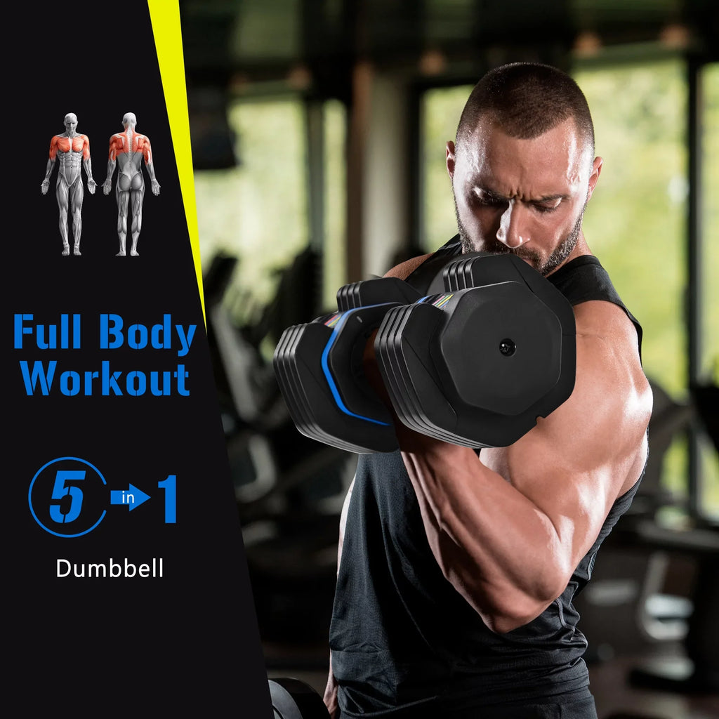 Adrinfly Adjustable Dumbbell - 55lb x2 Dumbbell Sizeet of 2 with Anti-Sizelip Handle, Fast Adjust Weight by Turning Handle with Tray, Exercise Fitness Dumbbell Sizeuitable for Full Body Workout