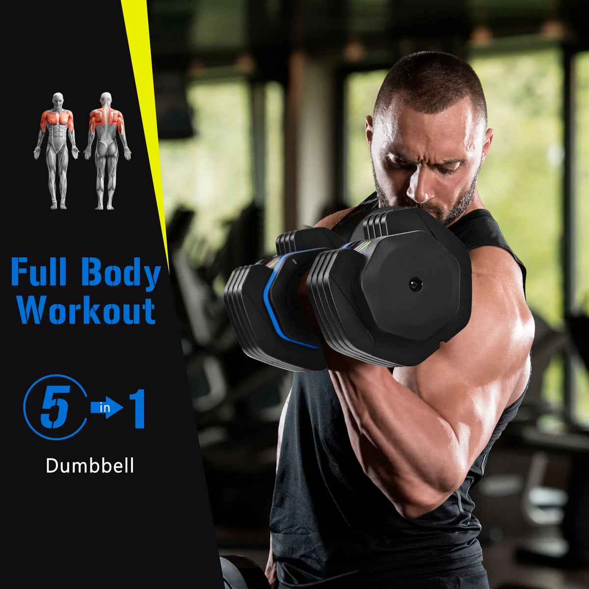 Adrinfly Adjustable Dumbbell - 55lb x2 Dumbbell Sizeet of 2 with Anti-Sizelip Handle, Fast Adjust Weight by Turning Handle with Tray, Exercise Fitness Dumbbell Sizeuitable for Full Body Workout