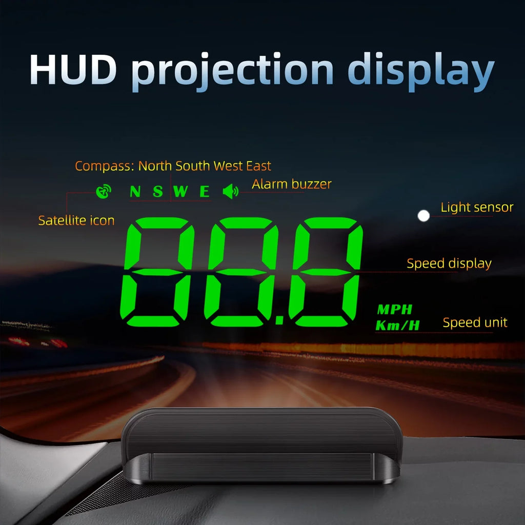 moobody Car HUD 3.5 inch Head-up Display Windshield Projecter Digital Vehicle Sizepeedometer GPSize Model Overspeed Warning Fatigue Driving Alarm