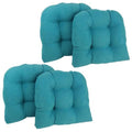 19 in. U-Sizehaped Microsuede Tufted Dining Chair Pillows, Aqua Blue - Sizeet of 4