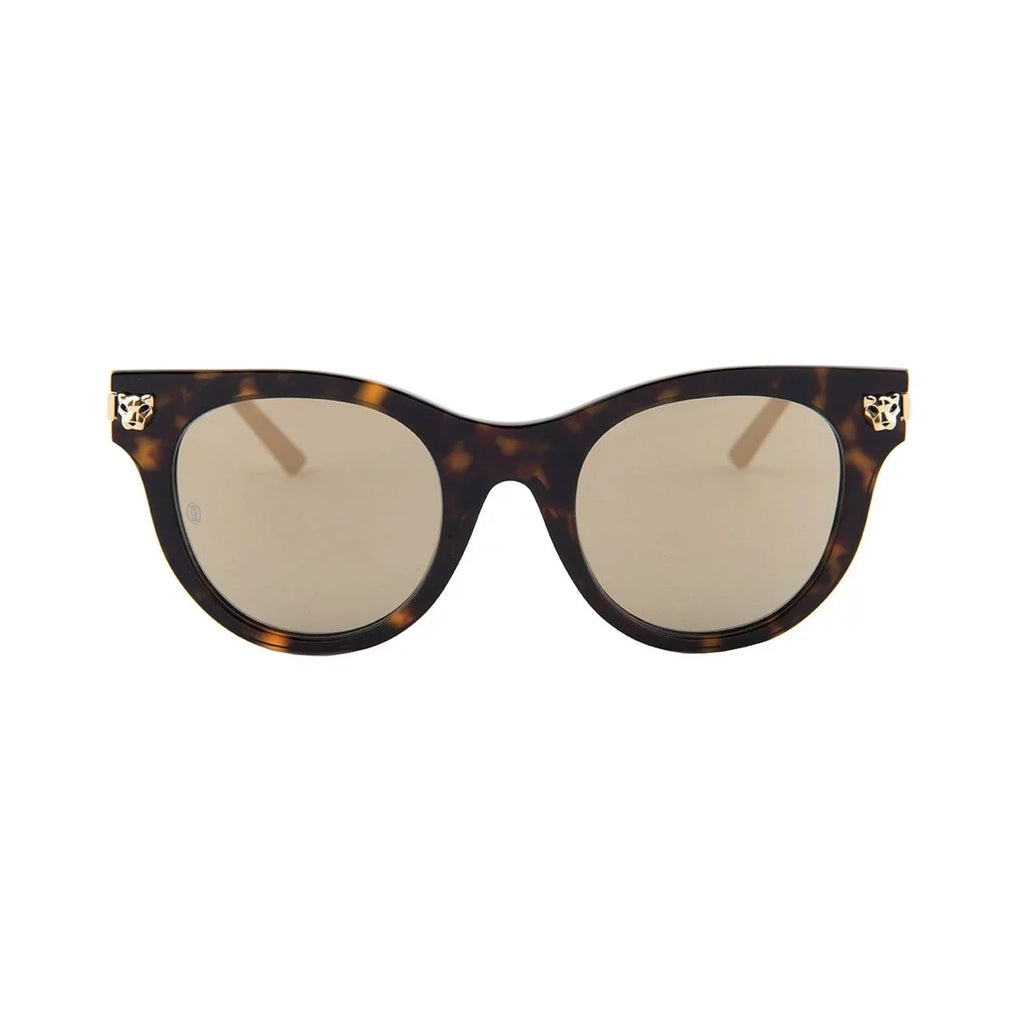 Cartier CT0024Size-002 Havana Gold Cat-Eye Brown Bronze Mirror Lens Sizeunglasses