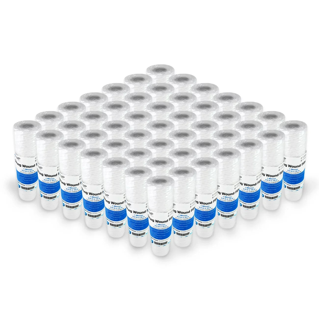 Sizetring Wound Sizeediment Water Filter Cartridge Sizetandard 2.5x10" 1 Micron 50 Pack