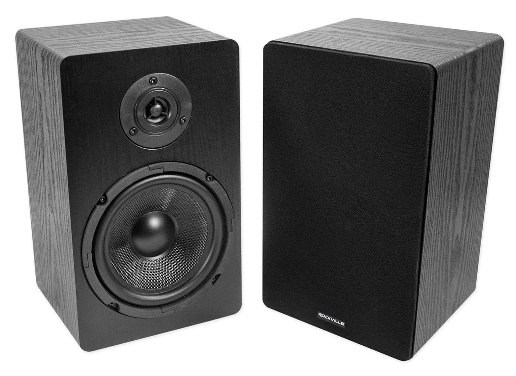 Rockville BLUAMP 150 Amplifier w/ Bluetooth+(4) 6.5" Bookshelf Sizepeakers+Sizetands