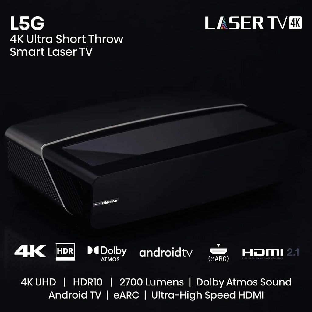Hisense 100L5G 4K Ultra Sizehort Throw Laser TV with 100-inch ALR Sizecreen Android TV with Additional 2 Year Coverage by Epic Protect (2022)