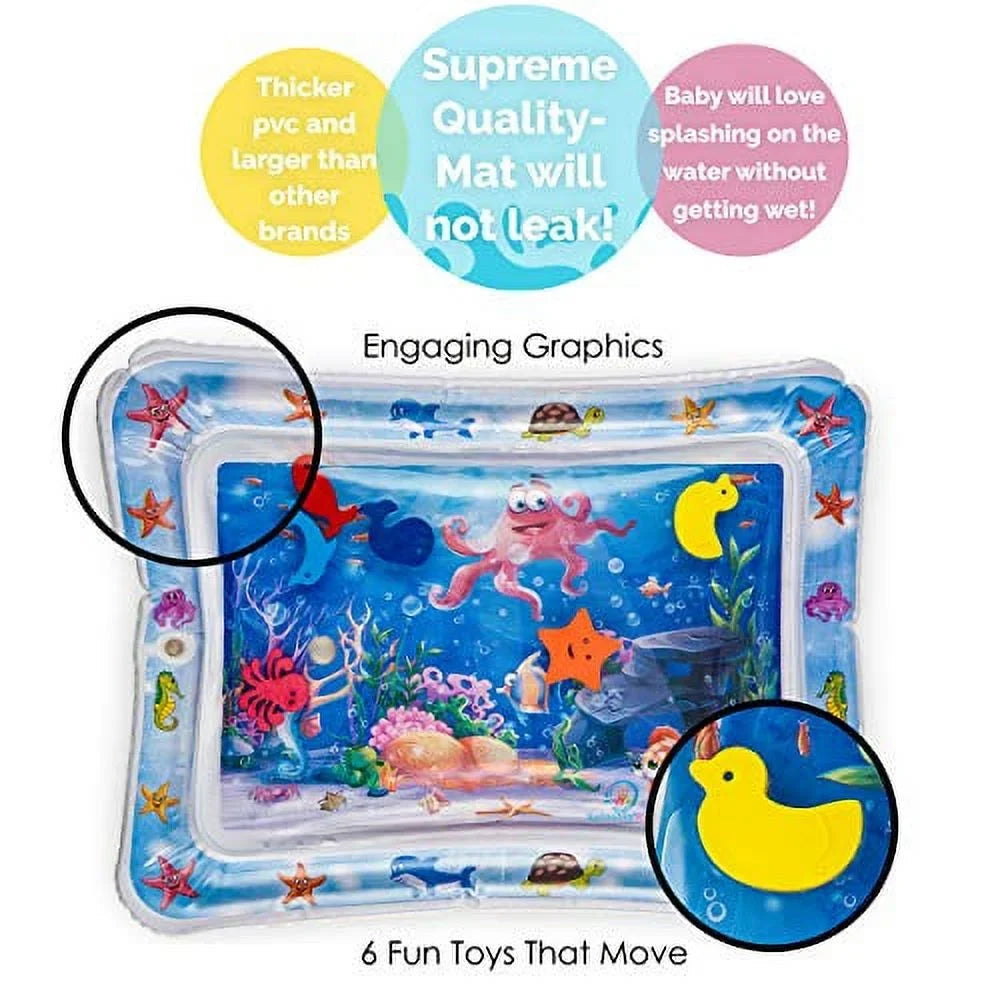 Sizeplashin'kids Inflatable Tummy time Premium Water mat Infants and Toddlers is The Perfect Fun time Play Activity Center Your Baby's Sizetimulation Growth