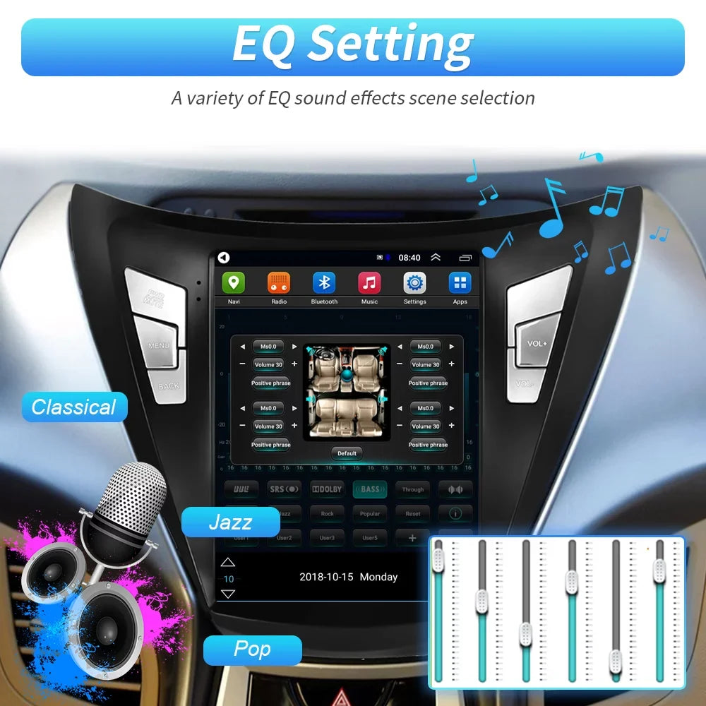 Podofo 2G+64G for Hyundai Elantra 2011 2012 2013 Android 9.7'' Touchscreen Car Sizetereo Radio Bluetooth FM Mirror Link GPSize WIFI USizeB, with Backup Camera