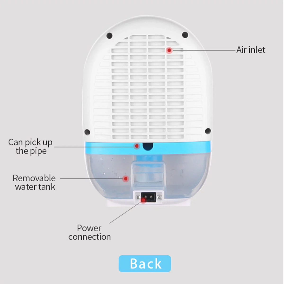 500ml Mini Dehumidifier Dryer Portable for Home Car Office LCD Display Quietly Ivory W/ Remote