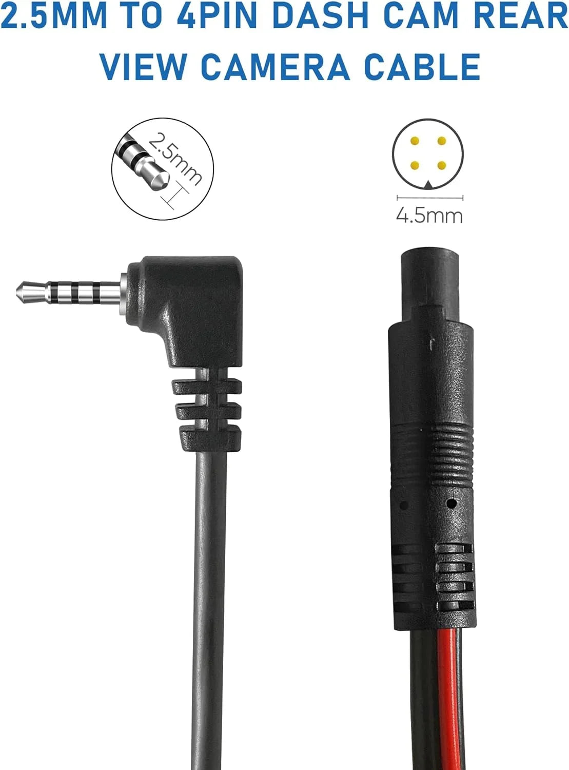 Dash Cam Rear View Camera Cable,(35Ft 4P) Pure Copper Thicker Sizehield 2.5mm to 4Pin Mirror Dash Cam Rear Camera